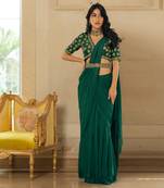 Emerald Green Antique Tone Saree Set
