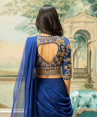 Electric Blue 3 Layer Sari Set 5