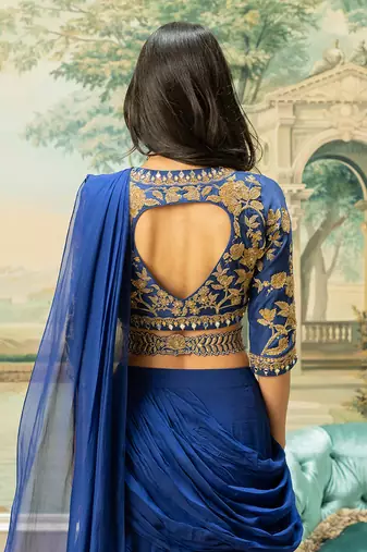 Electric Blue 3 Layer Sari Set