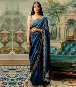 Deep Blue Embroidered Saree