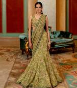 Sage Green Wild Floral Printed Saree Set