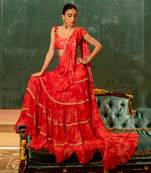 Cherry Red Mono Tone Printed Sare Set