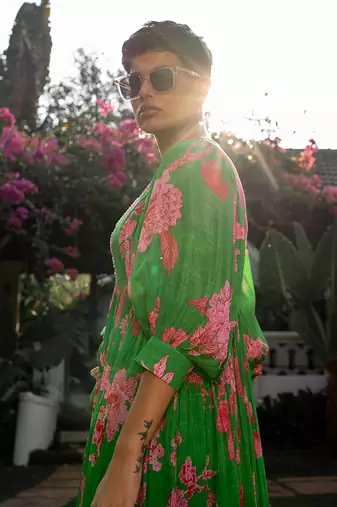 Spring blooming floral maxi dress