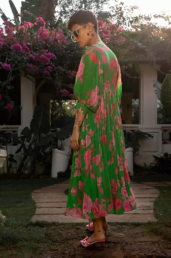 Spring blooming floral maxi dress