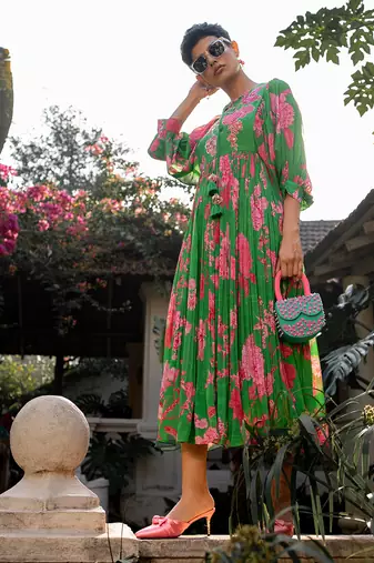 Spring blooming floral maxi dress