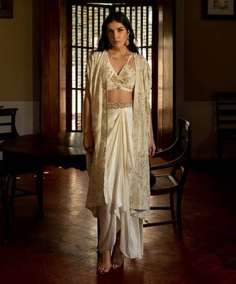 Ivory woven jacket set 1