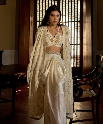 Ivory woven jacket set 2