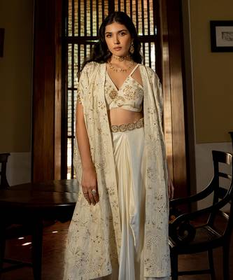 Ivory woven jacket set 3