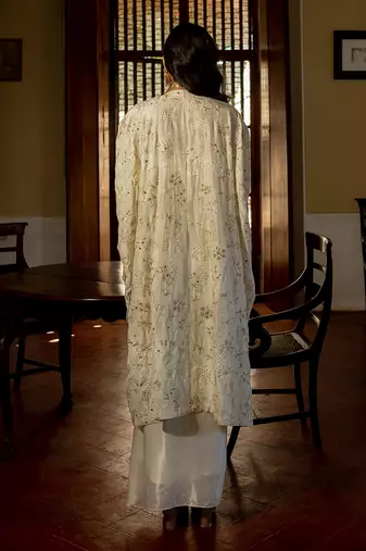 Ivory woven jacket set