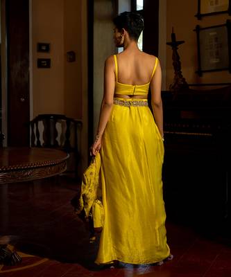 Yellow woven jacket set 5