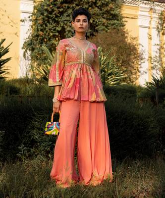 Blush nasha printed plazzo set 1