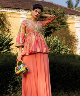 Blush nasha printed plazzo set 2