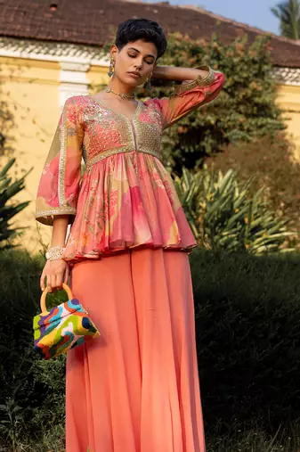 Blush nasha printed plazzo set