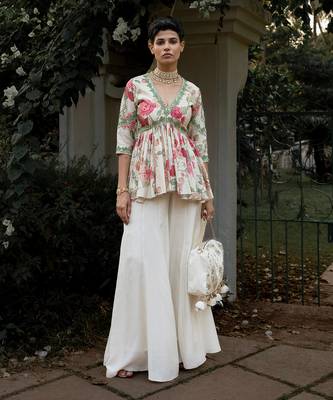 Leaf floral printed plazzo set 1