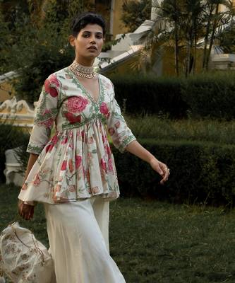 Leaf floral printed plazzo set 2