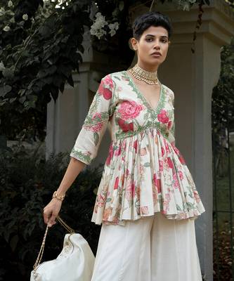 Leaf floral printed plazzo set 3