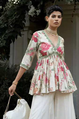 Leaf floral printed plazzo set