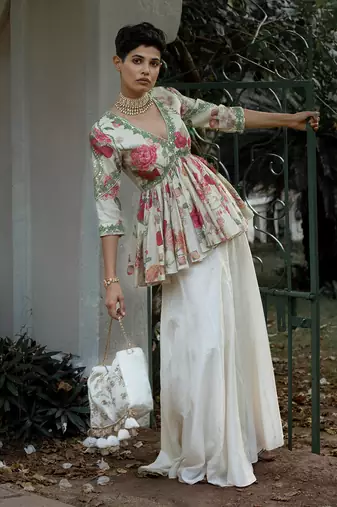 Leaf floral printed plazzo set