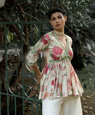 Leaf floral printed plazzo set 5