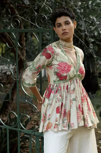 Leaf floral printed plazzo set
