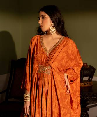 Burnt orange woven kaftan 2