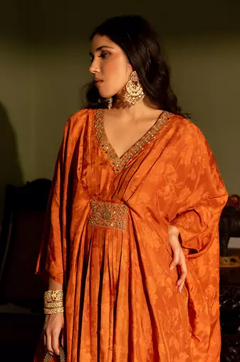 Burnt orange woven kaftan