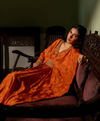 Burnt orange woven kaftan 3