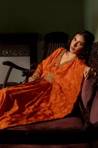 Burnt orange woven kaftan