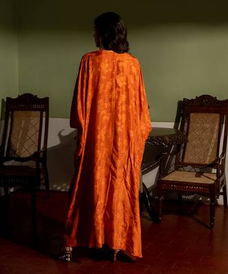 Burnt orange woven kaftan 4