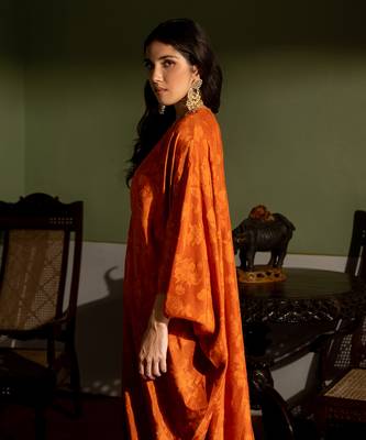 Burnt orange woven kaftan 5