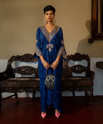 Royal Blue Party Wear Kaftan for Women 1