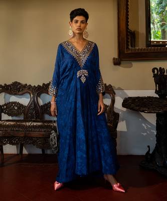 Royal Blue Party Wear Kaftan for Women 2