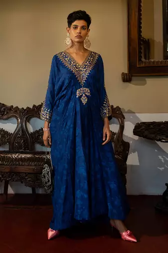 Royal Blue Party Wear Kaftan for Women