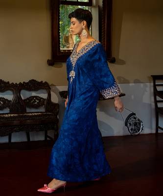 Royal Blue Party Wear Kaftan for Women 3