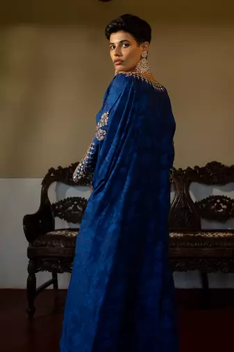 Royal Blue Party Wear Kaftan for Women