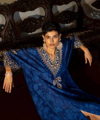 Royal Blue Party Wear Kaftan for Women 5