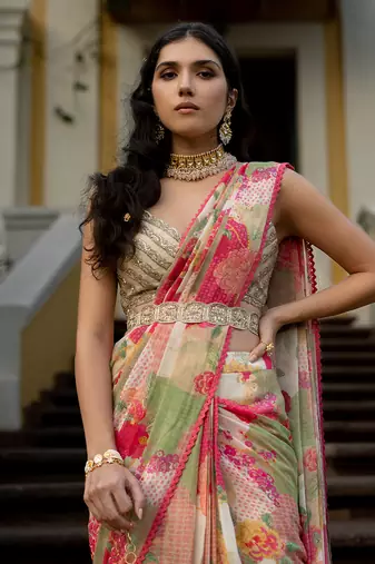 Bloom With Grace Naksha Saree Set
