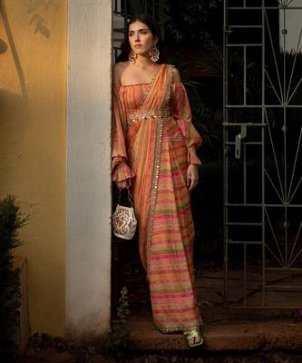 Vintage Stripe Saree Set 2