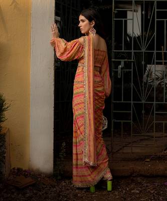 Vintage Stripe Saree Set 5