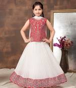 Aarika girls ethnic wear red colour zari thread mirror embroidery silk lehenga choli set