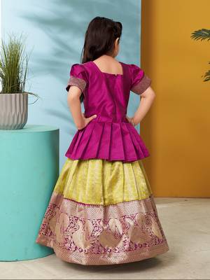Aarika girls ethnic wear purple colour zari thread embroidery silk lehenga choli set 4