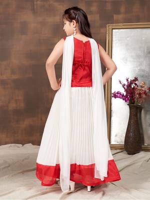 Aarika girls ethnic wear red colour zari thread mirror embroidery silk lehenga choli set 4