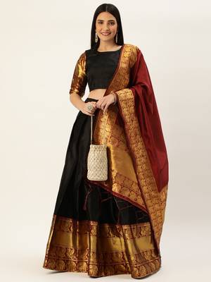 South Indian Traditonal Woven With Zari Work Half Saree 1