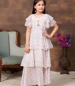 Aarika girls party wear white colour floral print georgette girls dress
