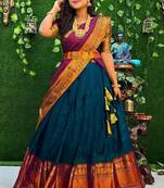 South Indian Traditonal Woven With Zari Work Half Saree