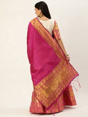 South Indian Traditonal Woven With Zari Work Half Saree 2