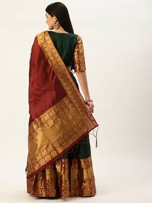 South Indian Traditonal Woven With Zari Work Half Saree 2