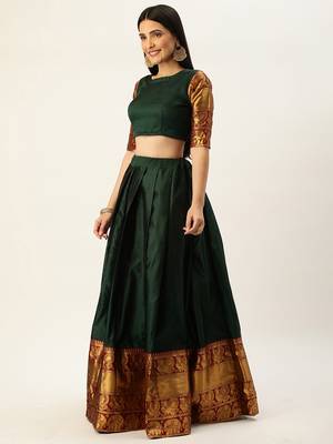 South Indian Traditonal Woven With Zari Work Half Saree 4