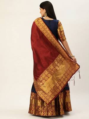 South Indian Traditonal Woven With Zari Work Half Saree 2