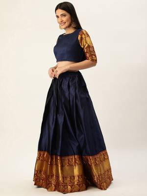 South Indian Traditonal Woven With Zari Work Half Saree 4